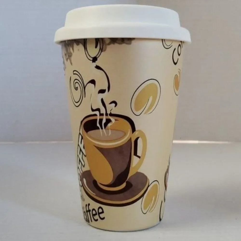 Ceramic Coffee Travel Tumbler Mug Cup  OUTER BANKS NORTH CAROLINA 12 FL OZ